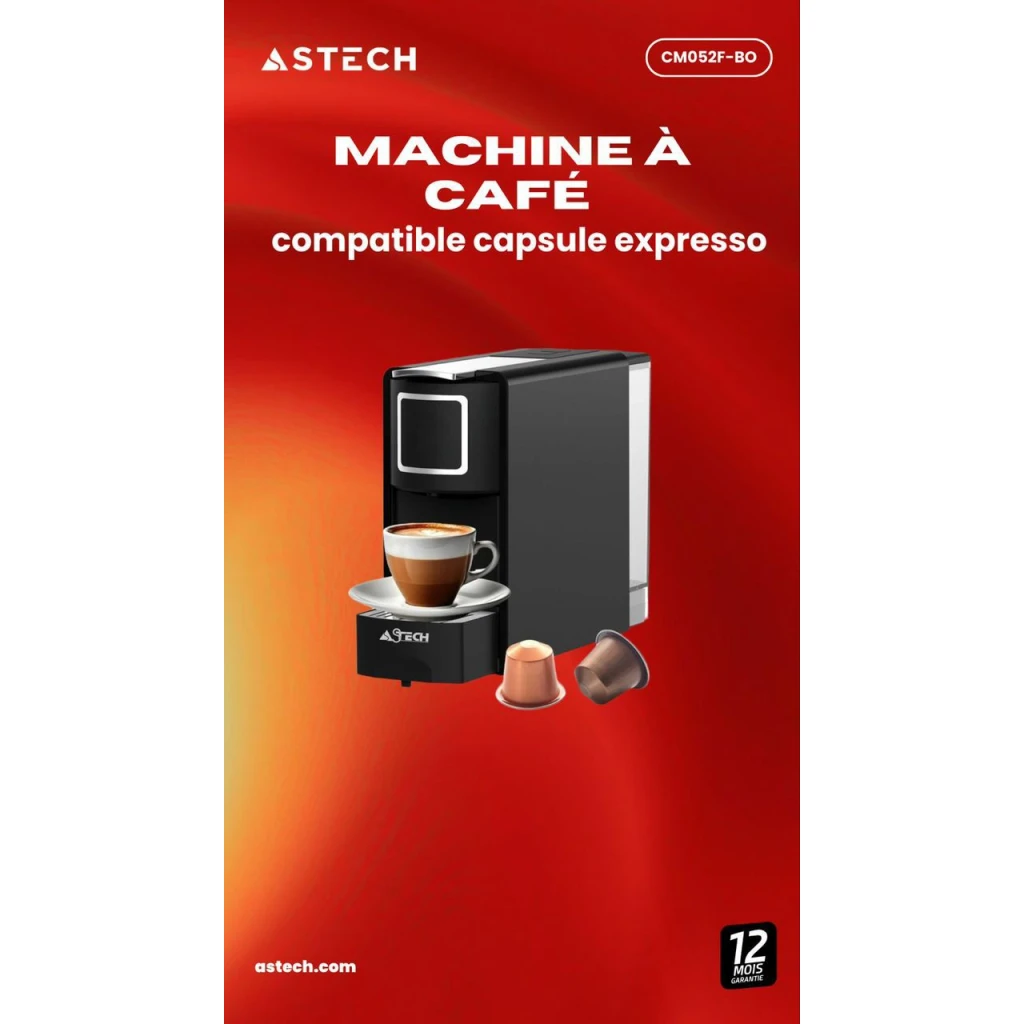 Astech Machine à café compatible capsule expresso - noir - CM052F-BO