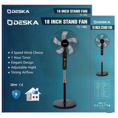 VENTILATEUR 18POUCES DESKA SUR PIED NOIR FS13NOSC