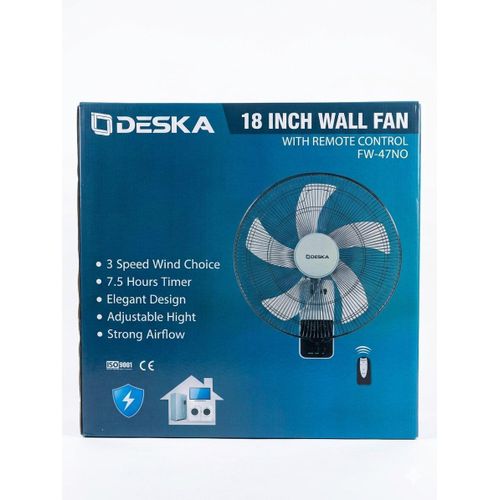 Deska Ventilateur mural 18 pouces avec télécommande (Modèle FW-47NO)